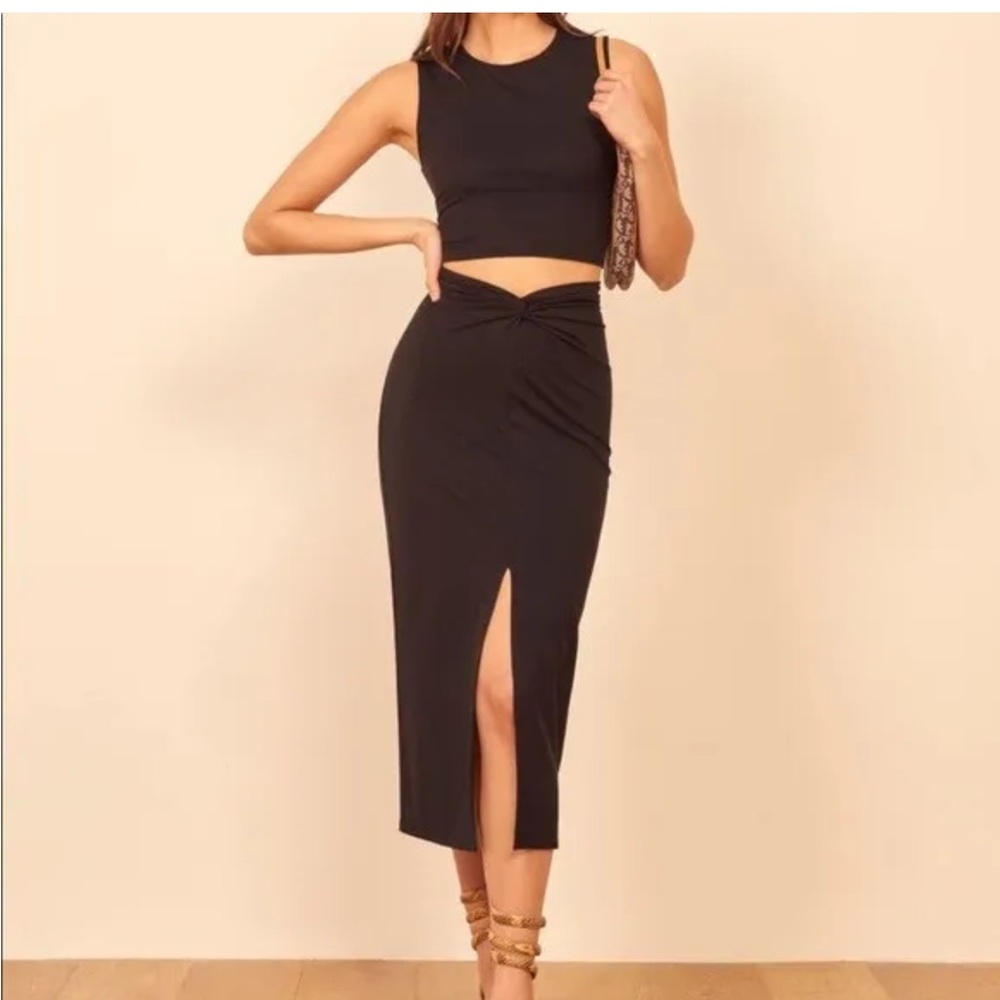 Reformation Black Rylan Knit Two Piece Set XS
